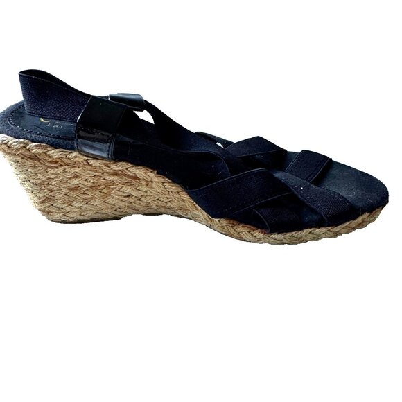 Chaps  Black Espadrille Wedge Sandals  Size 8 NEW NWOB - Picture 4 of 12